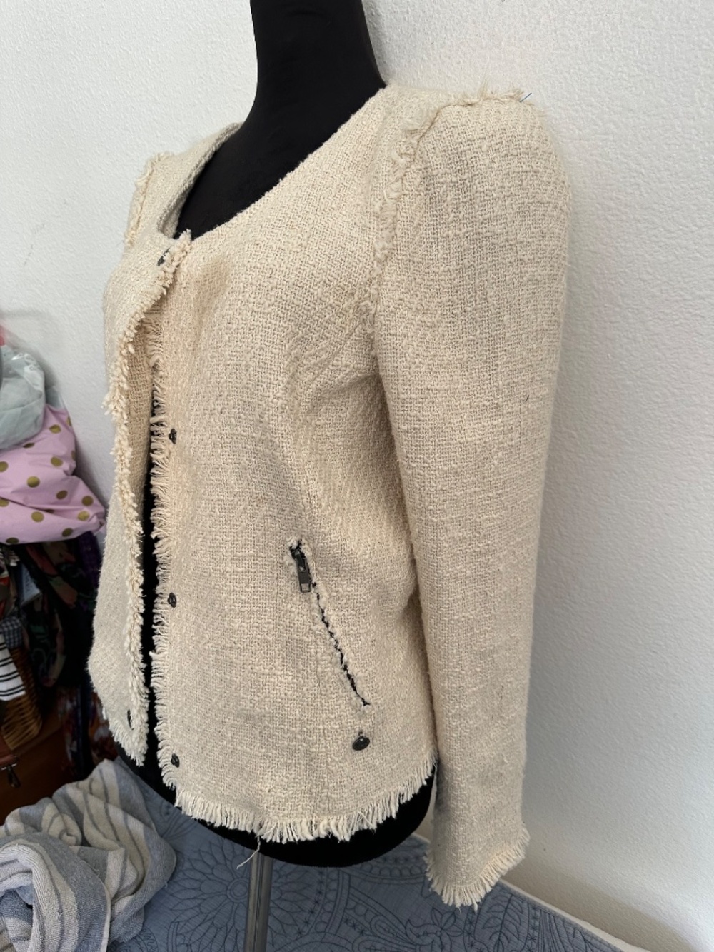 MAISON SCOTCH TWEED  Blazer in Cream - Picture 5 of 7